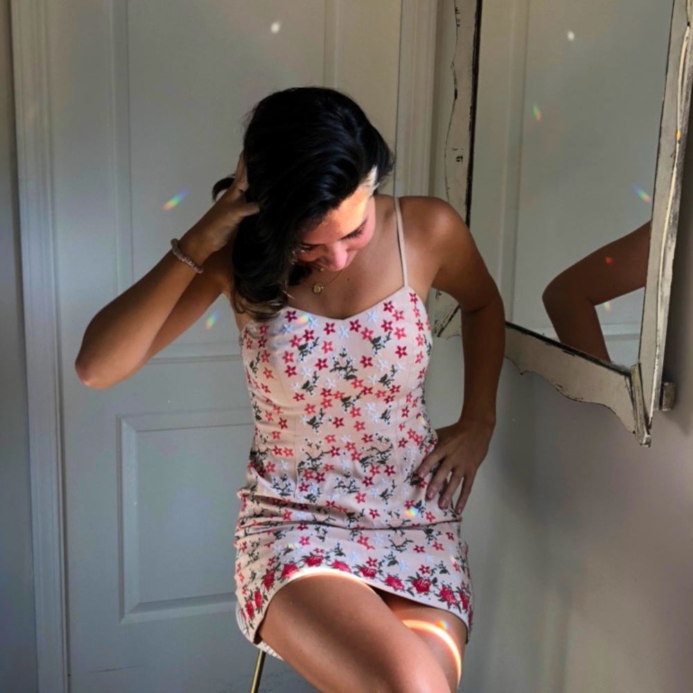 CLUB MONACO PASTEL PINK FLORAL MINI DRESS